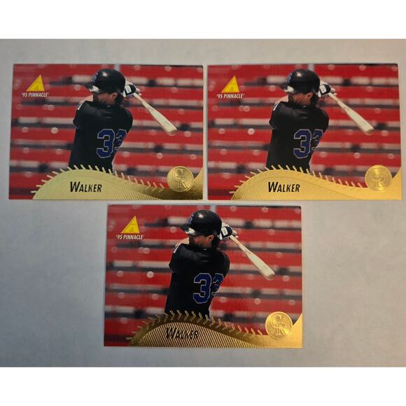 Lot of 3 Larry Walker Pinnacle 1995 MLB Baseball Cards Colorado Rockies Outfield - Picture 1 of 4